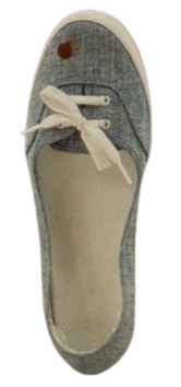 The shoe standing straight up